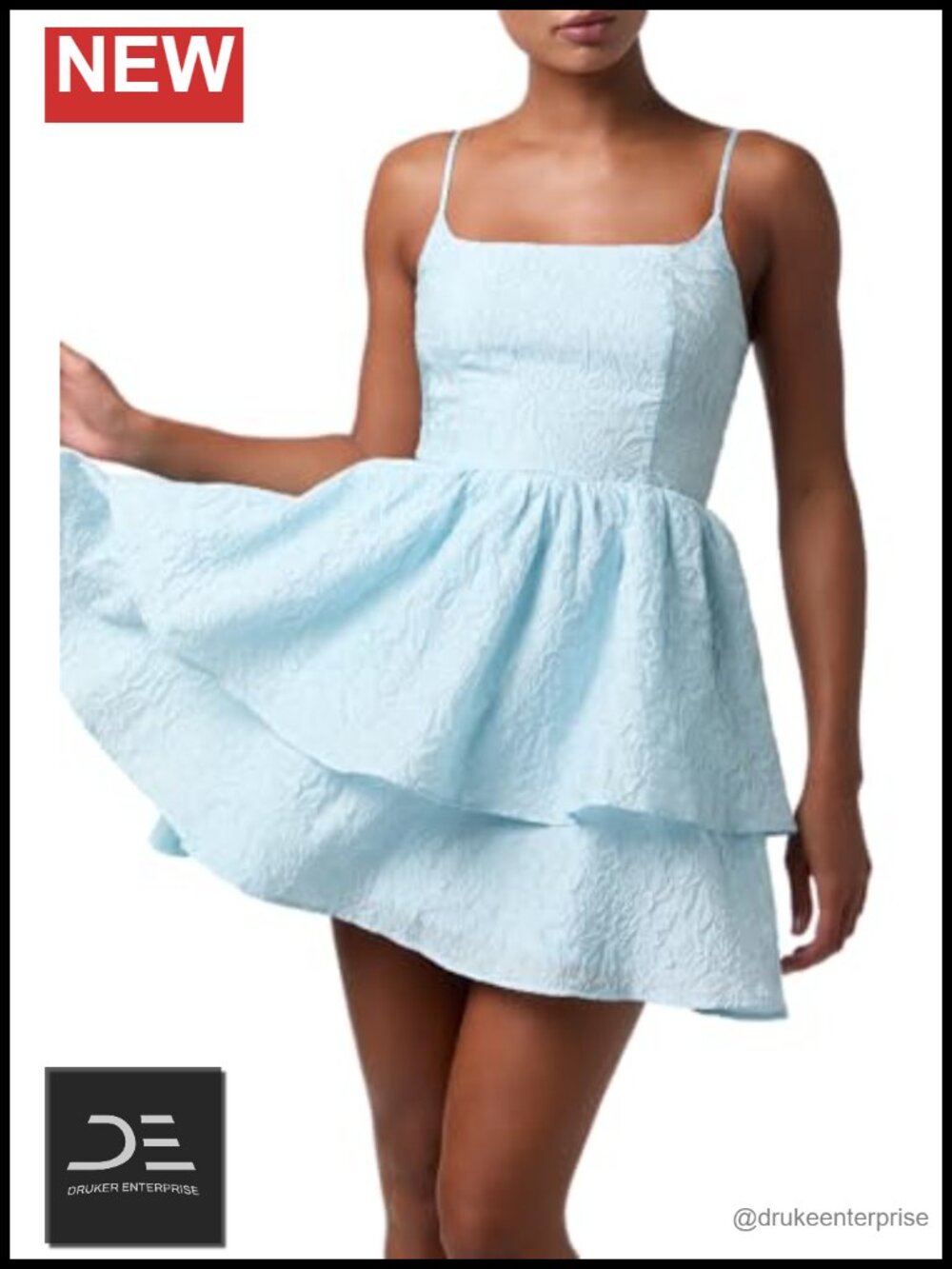 Floral Textured Square Neck Tiered Mini Dress Sleeveless Party